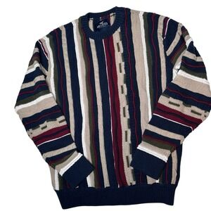Hollister Sweater Mens SMALL Multicolor Chunky Knit 3D Textured Coogi Style